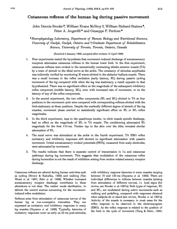 (PDF) Cutaneous reflexes of the human leg during passive movement