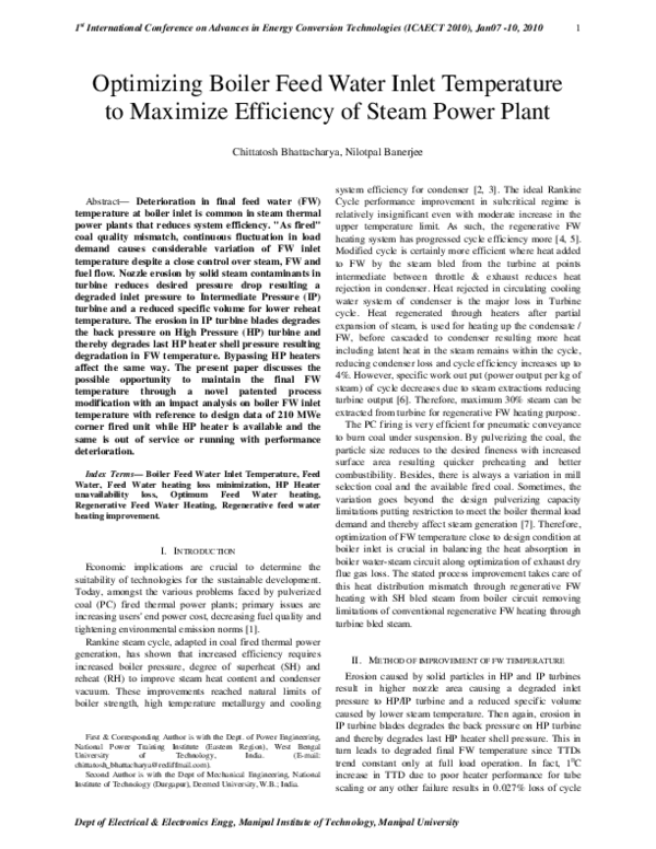 (PDF) Optimizing Boiler Feed Water Inlet Temperature to Maximize