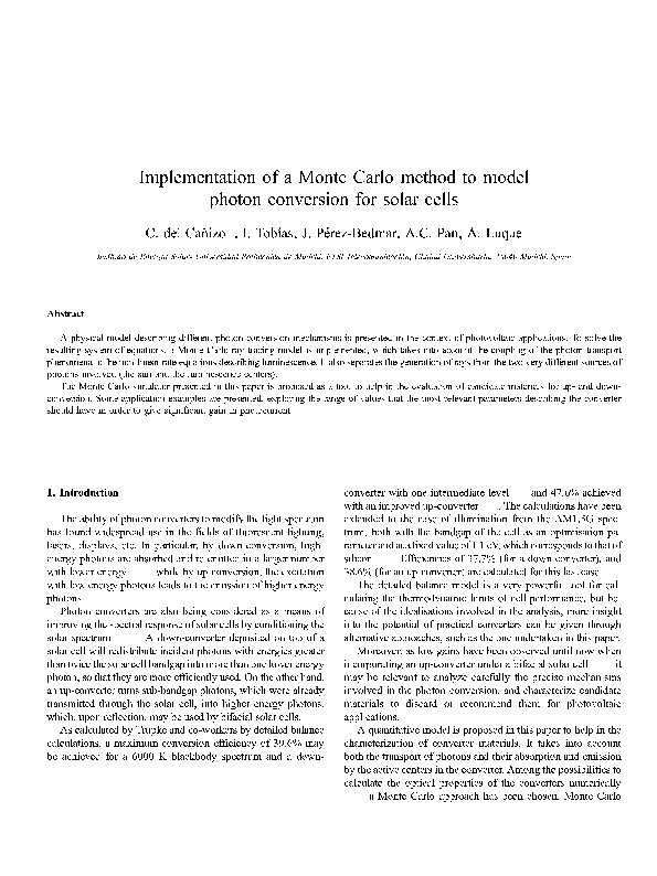 (PDF) Implementation of a Monte Carlo method to model photon conversion ...