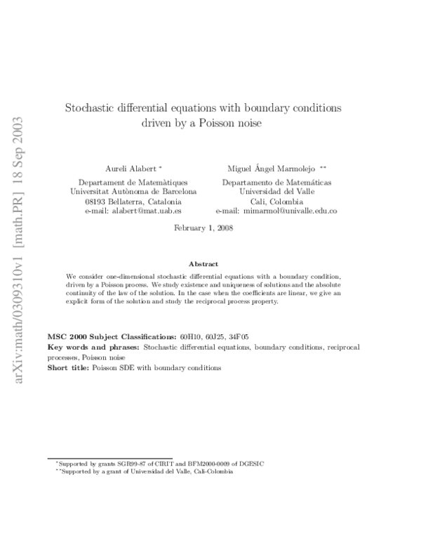 (PDF) Stochastic differential equations with boundary conditions driven ...