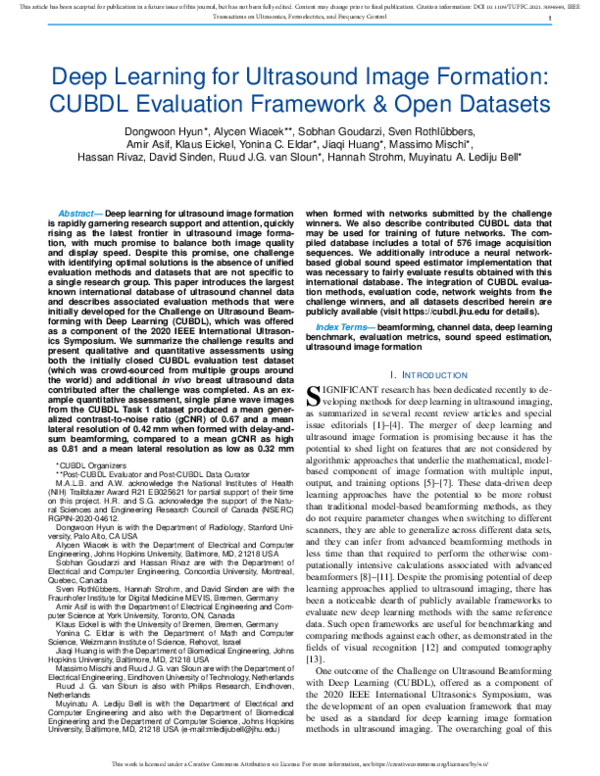 (PDF) Deep Learning for Ultrasound Image Formation: CUBDL Evaluation ...
