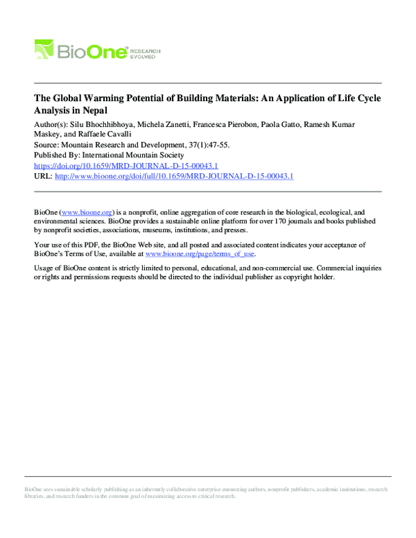 (PDF) The Global Warming Potential of Building Materials: An ...
