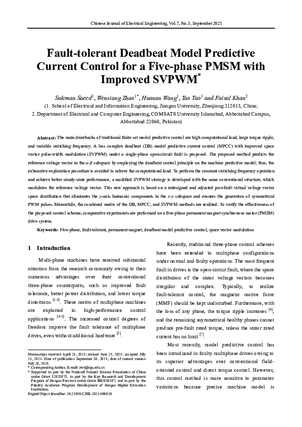 (PDF) Fault-tolerant deadbeat model predictive current control for a ...