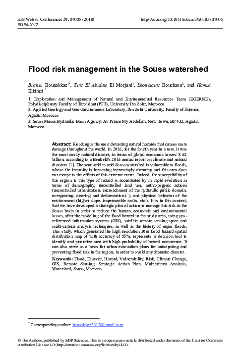 (PDF) Flood risk management in the Souss watershed