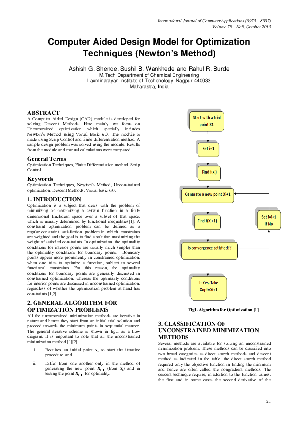 (PDF) Computer Aided Design Model for Optimization Techniques (Newton's ...