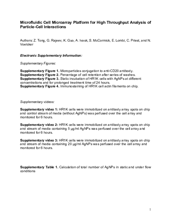 (PDF) Microfluidic Cell Microarray Platform for High Throughput ...