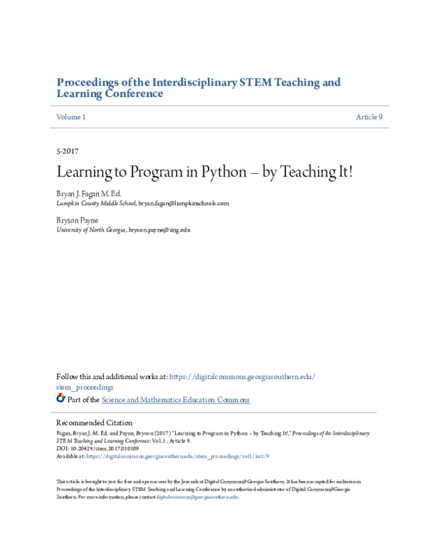 (PDF) Learning to Program in Python – by Teaching It!