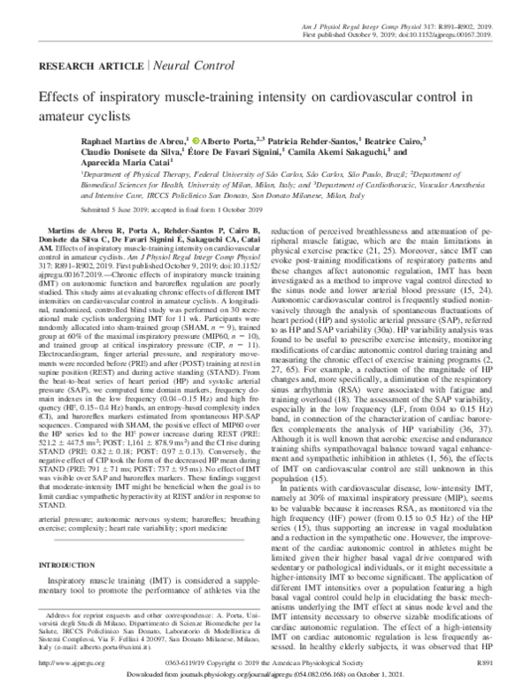(PDF) Effects of inspiratory muscle training intensity on ...