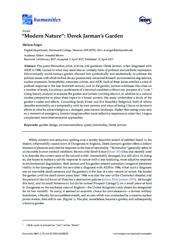 (PDF) “Modern Nature” Derek Jarman’s Garden