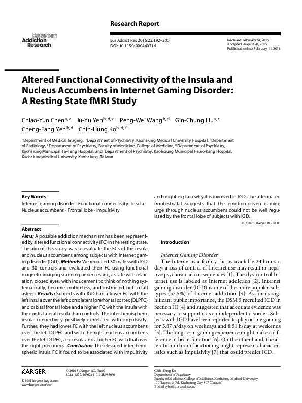 (PDF) Altered Functional Connectivity of the Insula and Nucleus ...