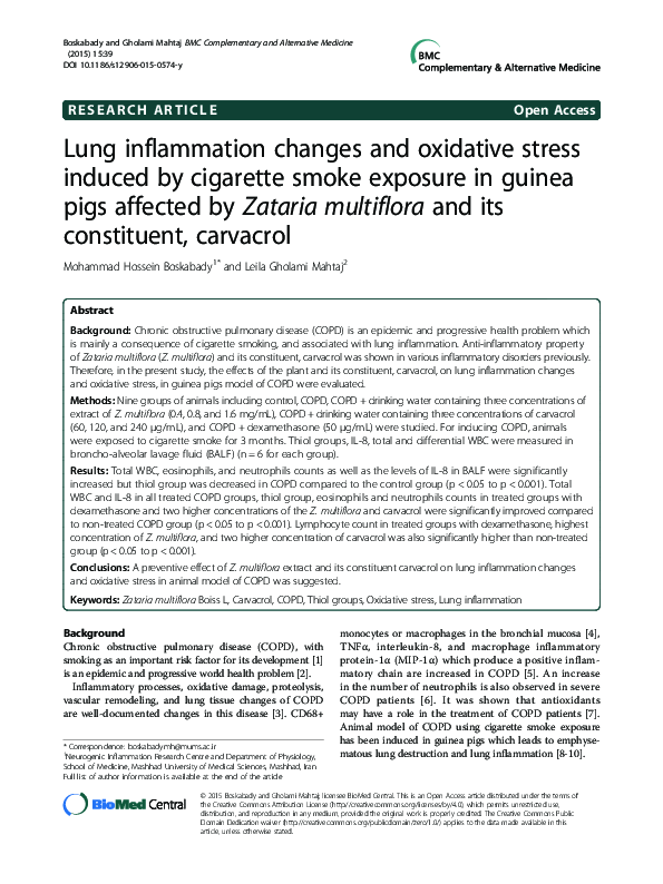 (PDF) Lung inflammation changes and oxidative stress induced by ...