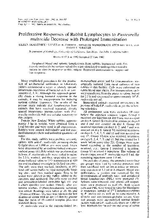 (PDF) Proliferative responses of rabbit lymphocytes to Pasteurella ...
