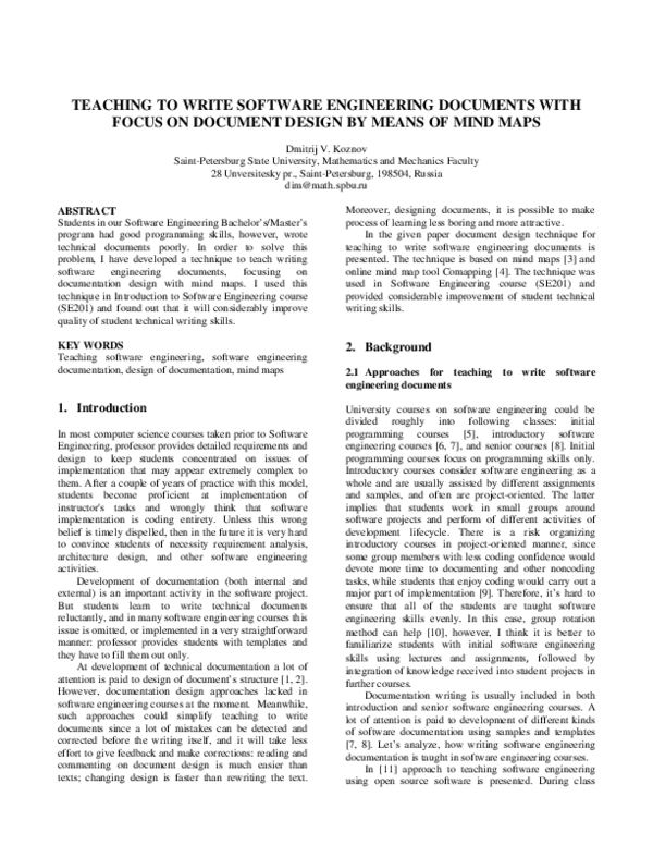 (PDF) Teaching to Write Software Engineering Documents with Focus on ...