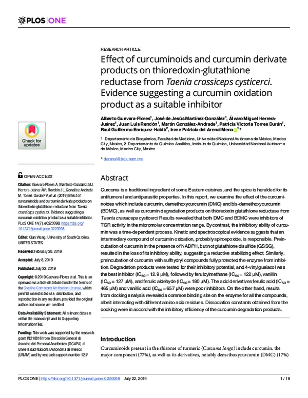(PDF) Effect of curcuminoids and curcumin derivate products on ...