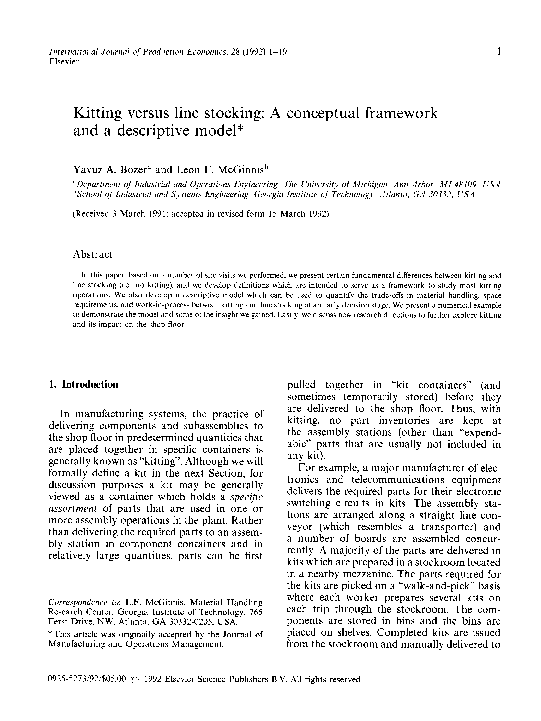 (PDF) Kitting versus line stocking: A conceptual framework and a ...