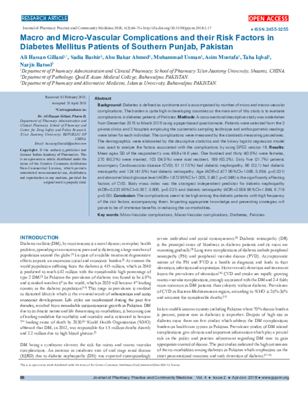 (PDF) Macro and Micro-Vascular Complications and their Risk Factors in ...