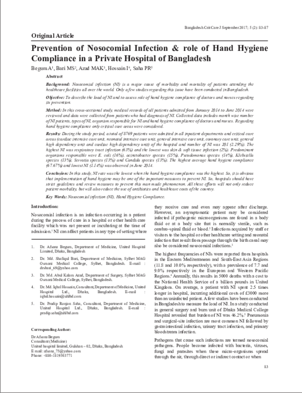 (PDF) Prevention of Nosocomial Infection & role of Hand Hygiene ...