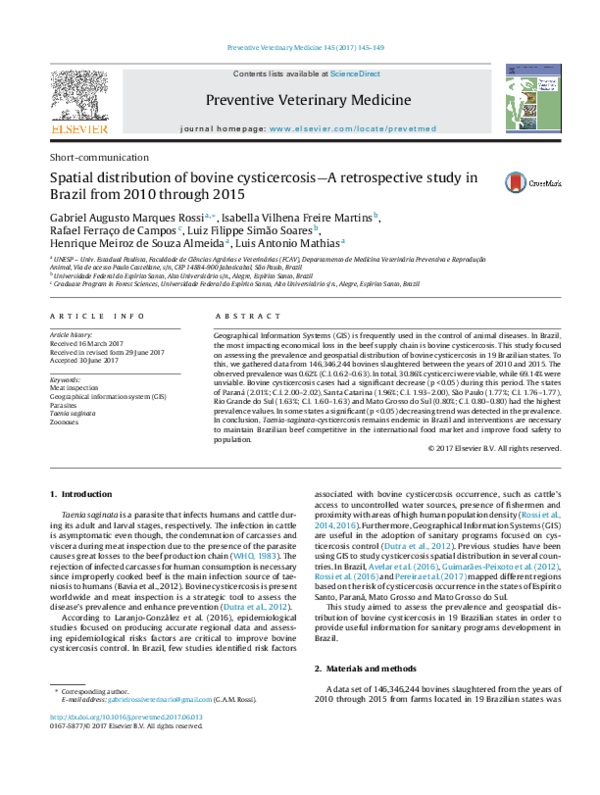 (PDF) Spatial distribution of bovine cysticercosis—A retrospective ...