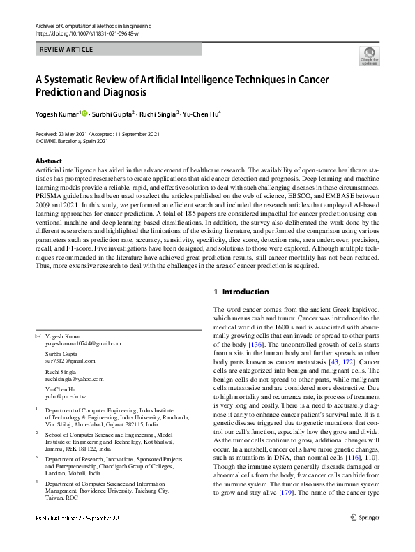 (PDF) A Systematic Review of Artificial Intelligence Techniques in ...