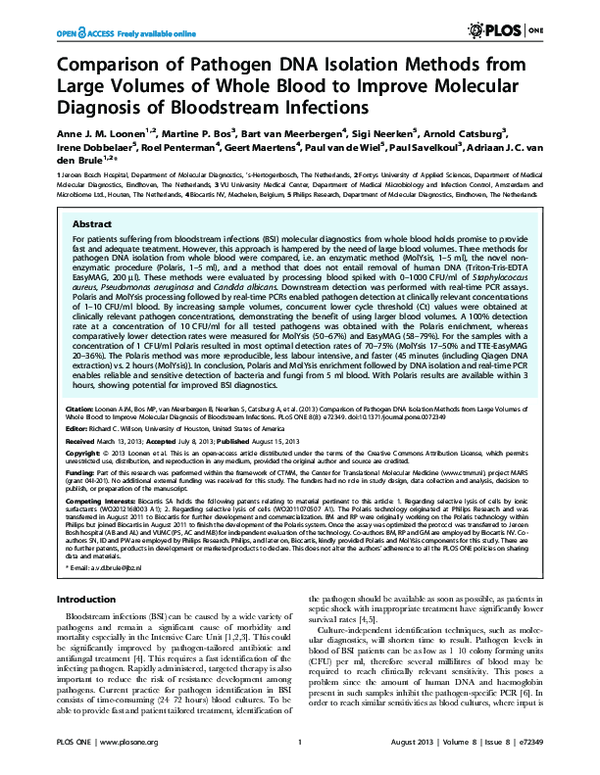 (PDF) Comparison of Pathogen DNA Isolation Methods from Large Volumes ...