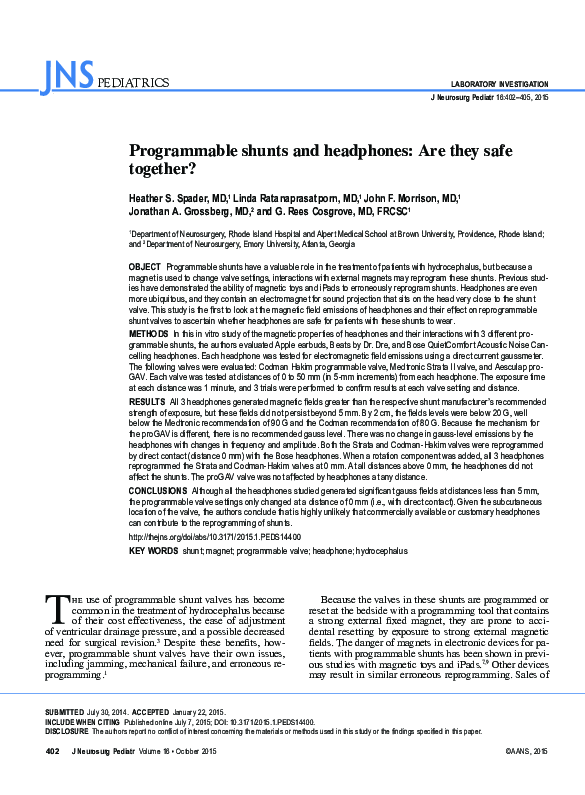 (PDF) Programmable shunts and headphones: Are they safe together?