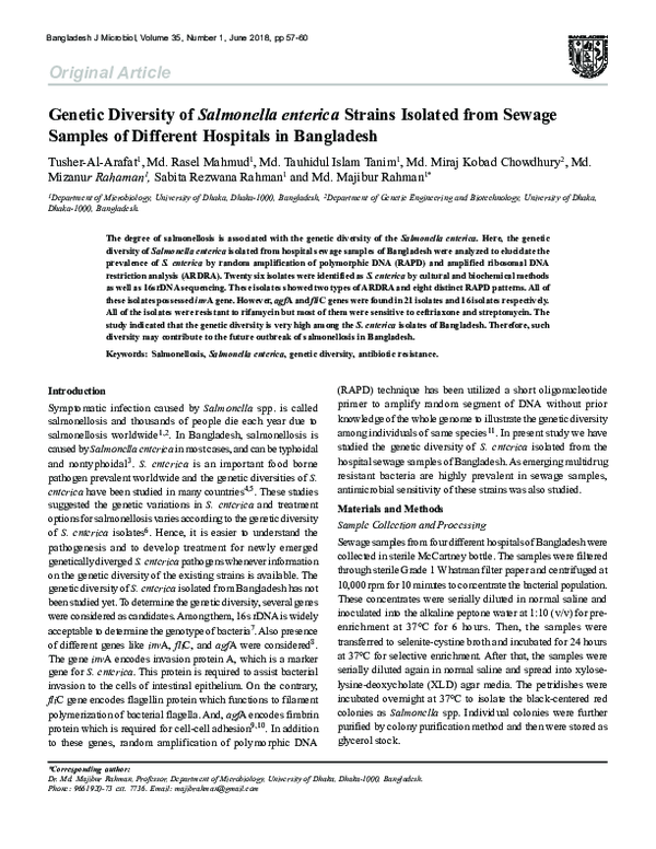 (PDF) Genetic Diversity of Salmonella enterica Strains Isolated from ...