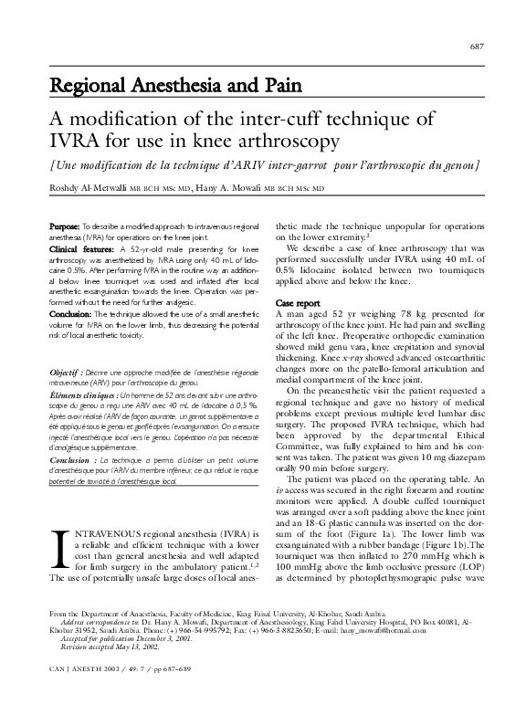 (PDF) A modification of the inter-cuff technique of IVRA for use in ...