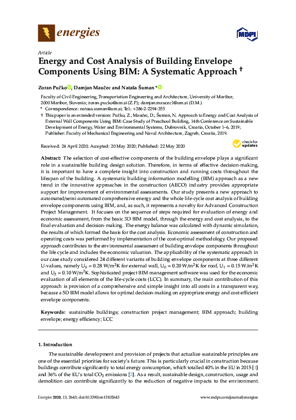 (PDF) Energy and Cost Analysis of Building Envelope Components Using ...