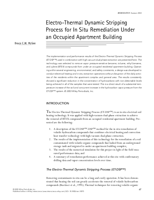 (PDF) Electro-Thermal Dynamic Stripping Process for in situ remediation ...