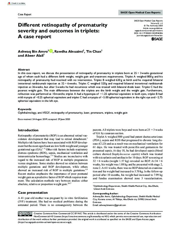 (PDF) Different retinopathy of prematurity severity and outcomes in ...