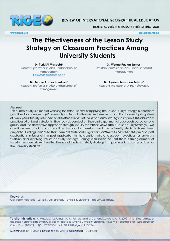 (PDF) The Effectiveness of the Lesson Study Strategy on Classroom ...