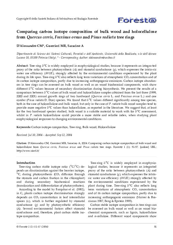 (PDF) Comparing carbon isotope composition of bulk wood and ...