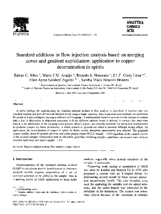 (PDF) Standard additions in flow injection analysis based on merging ...