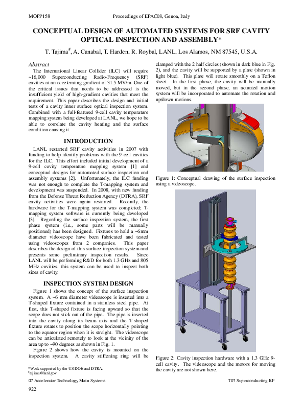 (PDF) Conceptual Design of Automated Systems for SRF Cavity Optical ...