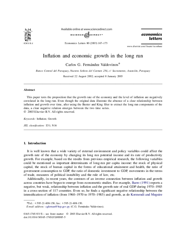 (PDF) Inflation and economic growth in the long run