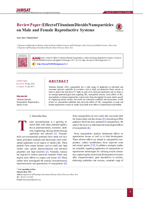 (PDF) Effect of titanium dioxide nanoparticles on male and female ...