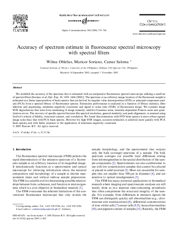 (PDF) Accuracy of spectrum estimate in fluorescence spectral microscopy ...