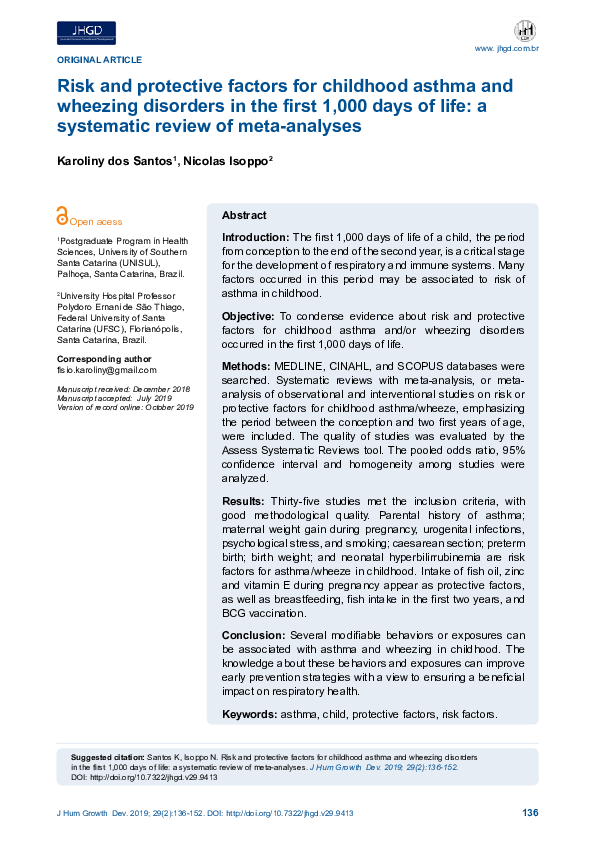 (PDF) Risk and protective factors for childhood asthma and wheezing ...