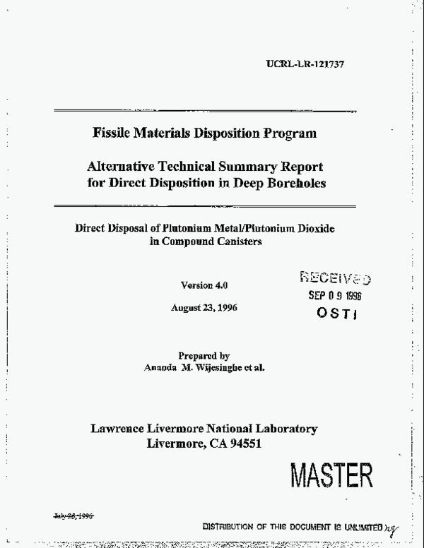 (PDF) Alternative technical summary report for direct disposition in ...