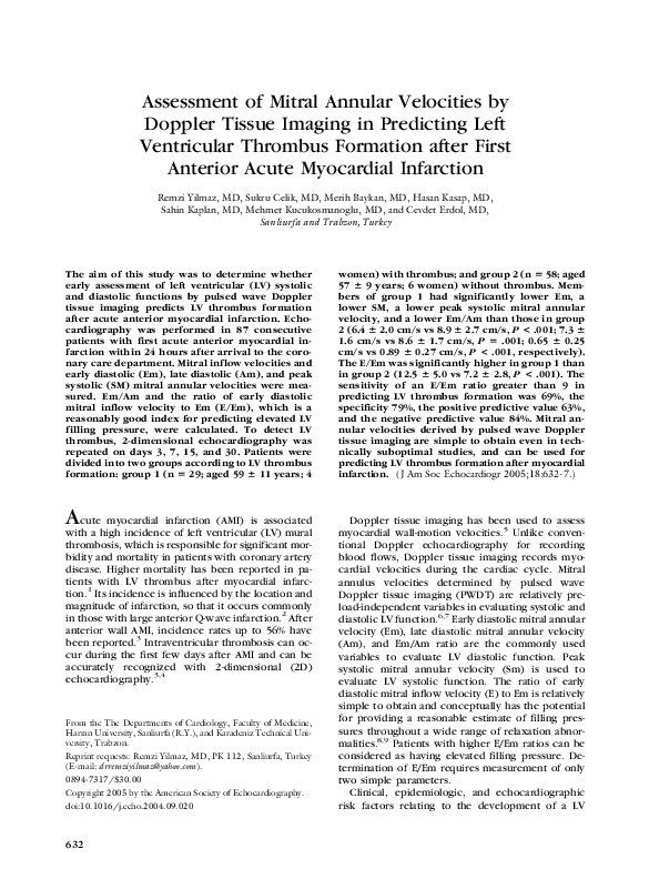 (PDF) Assessment of Mitral Annular Velocities by Doppler Tissue Imaging ...