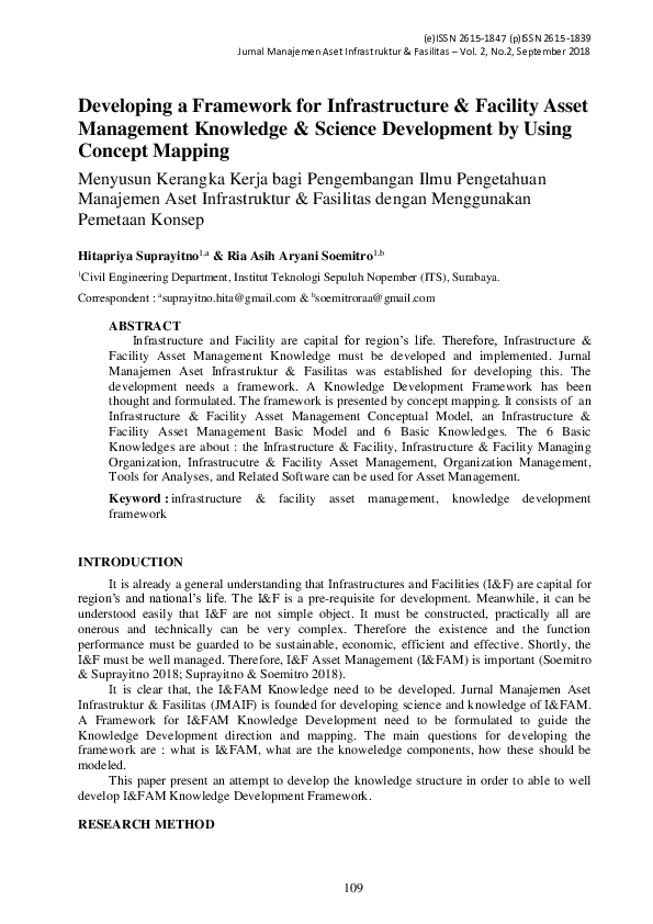 (PDF) Developing a Framework for Infrastructure & Facility Asset ...