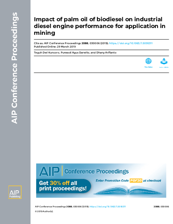 (PDF) Impact of palm oil of biodiesel on industrial diesel engine ...
