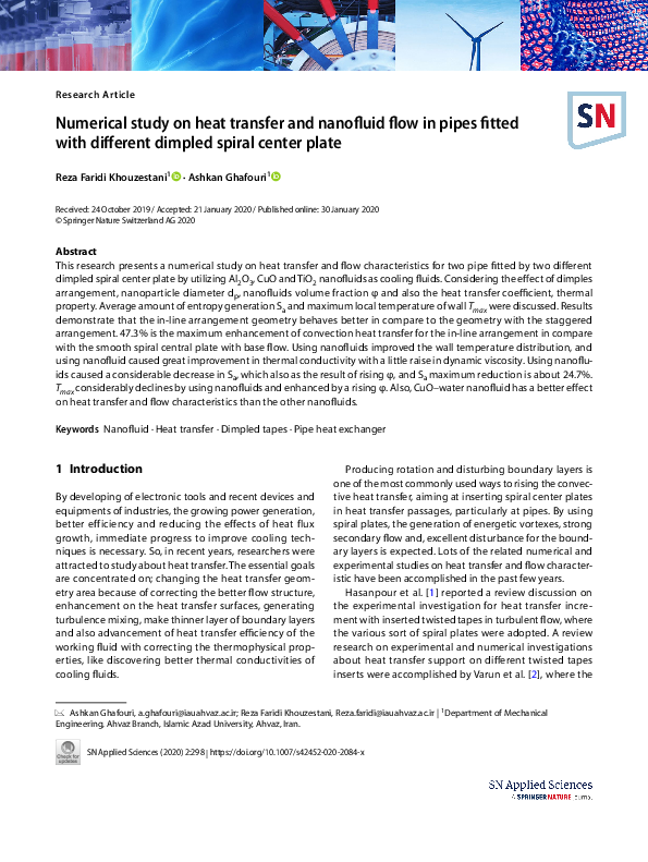 (PDF) Numerical study on heat transfer and nanofluid flow in pipes ...