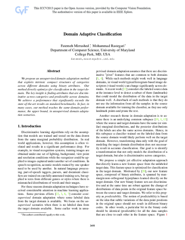 (PDF) Domain Adaptive Classification