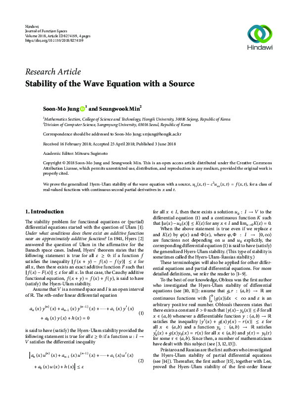 (PDF) Stability of the Wave Equation with a Source