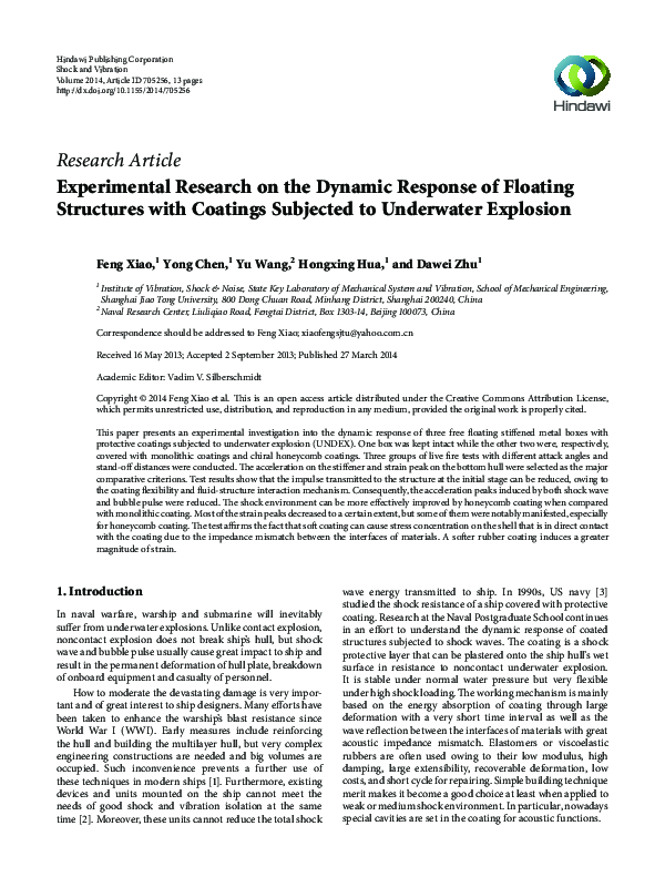 (PDF) Experimental Research on the Dynamic Response of Floating ...