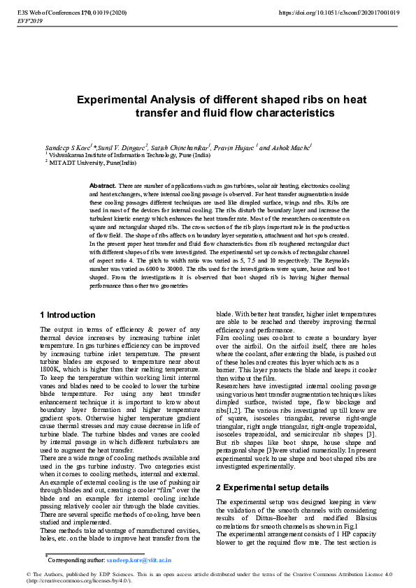 (PDF) Experimental Analysis of different shaped ribs on heat transfer ...