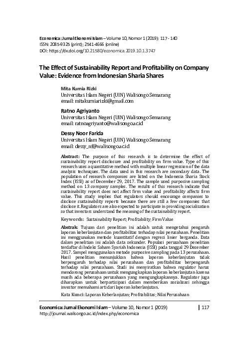 (PDF) The Effect of Sustainability Report and Profitability on Company ...