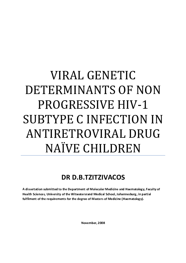 (PDF) Viral Genetic Determinants of Nonprogressive HIV Type 1 Subtype C ...