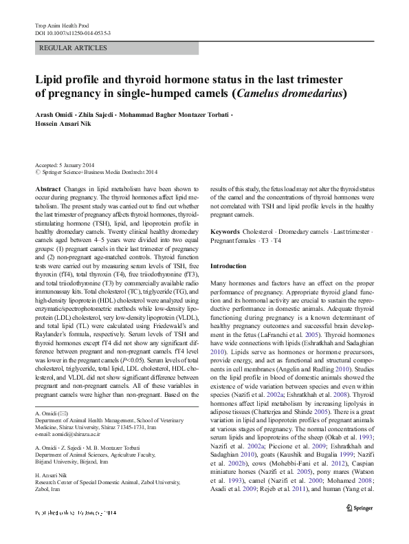 (PDF) Lipid profile and thyroid hormone status in the last trimester of ...